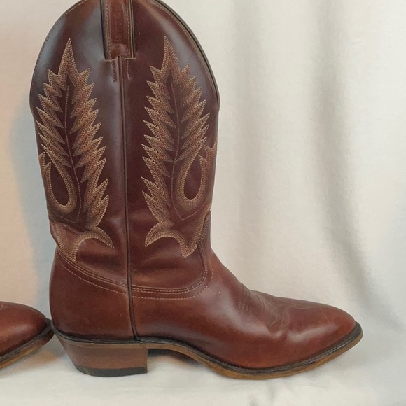 BOULET Classic Brown Leather Cowboy Boots-10E - Picture 4 of 8